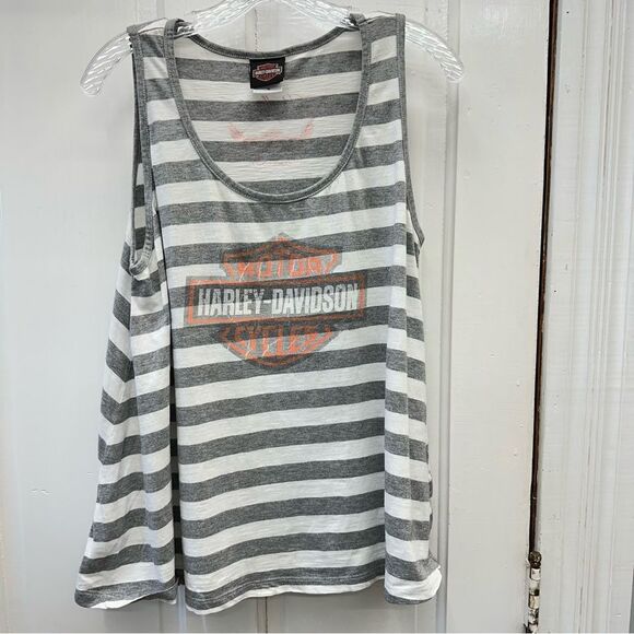 Harley Davidson Motorcycles sleeveless tank top shirt women's xl grey white - Picture 1 of 5